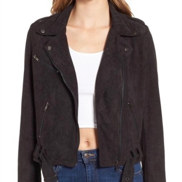Astr Jackets & Blazers - ASTR Velma Black suede asymmetric moto jacket